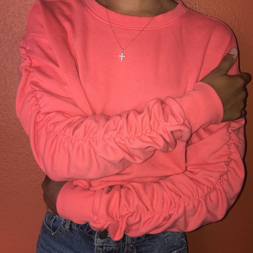 Coral Long sleeve crop top